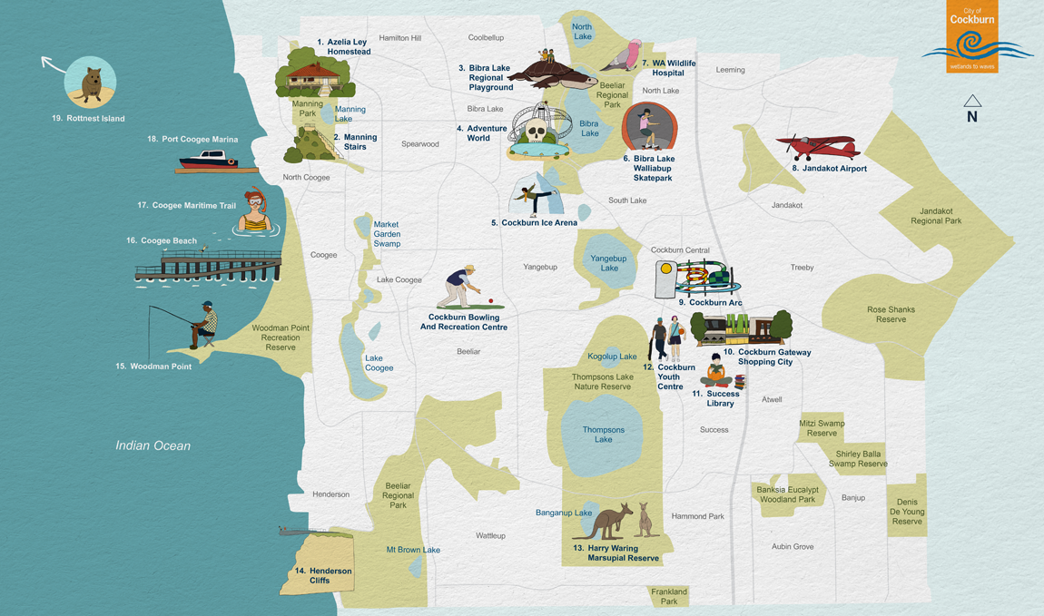 Map of City of Cockburn pinpoint locations